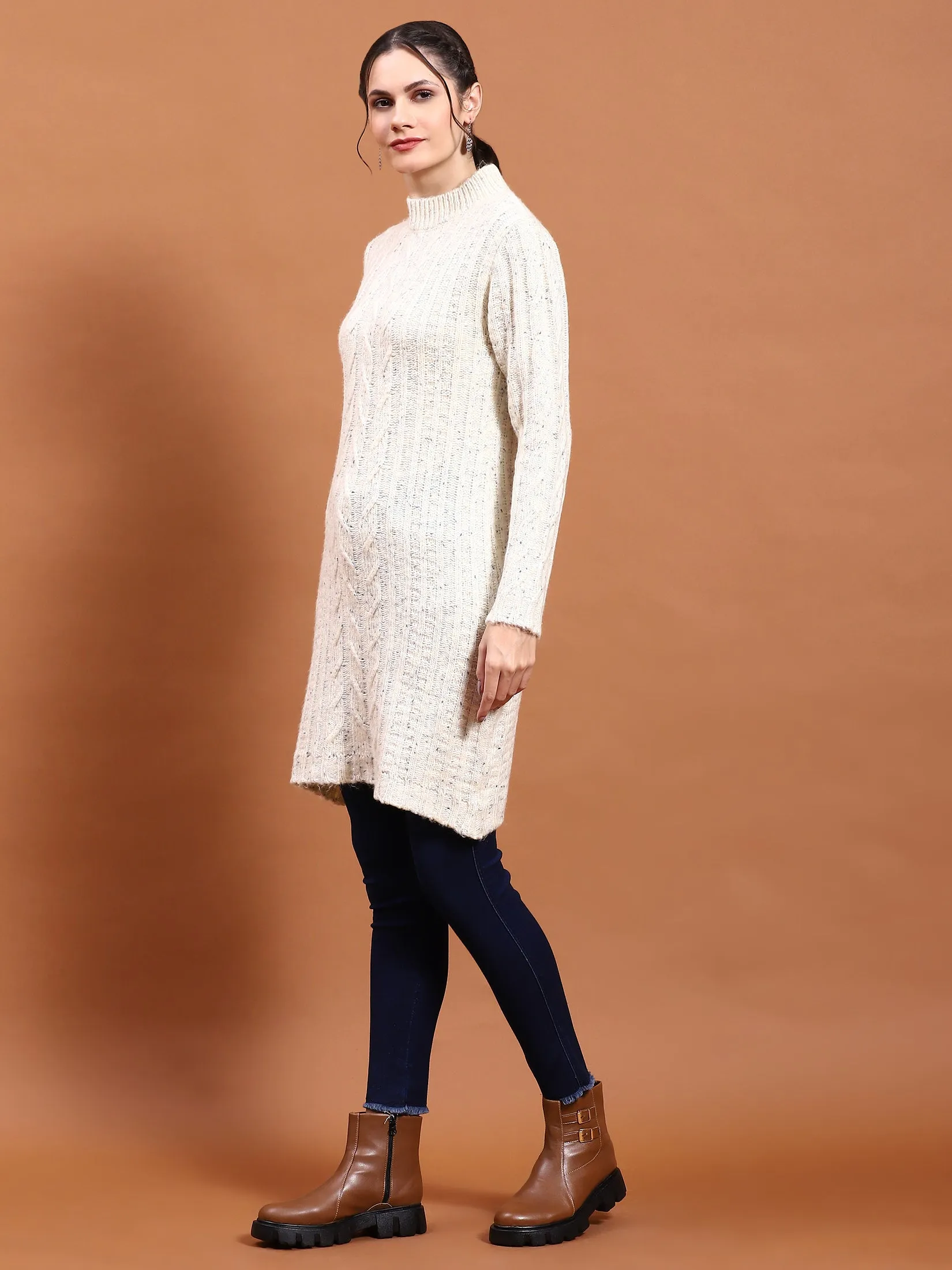 Winter Women White Solid Pullover