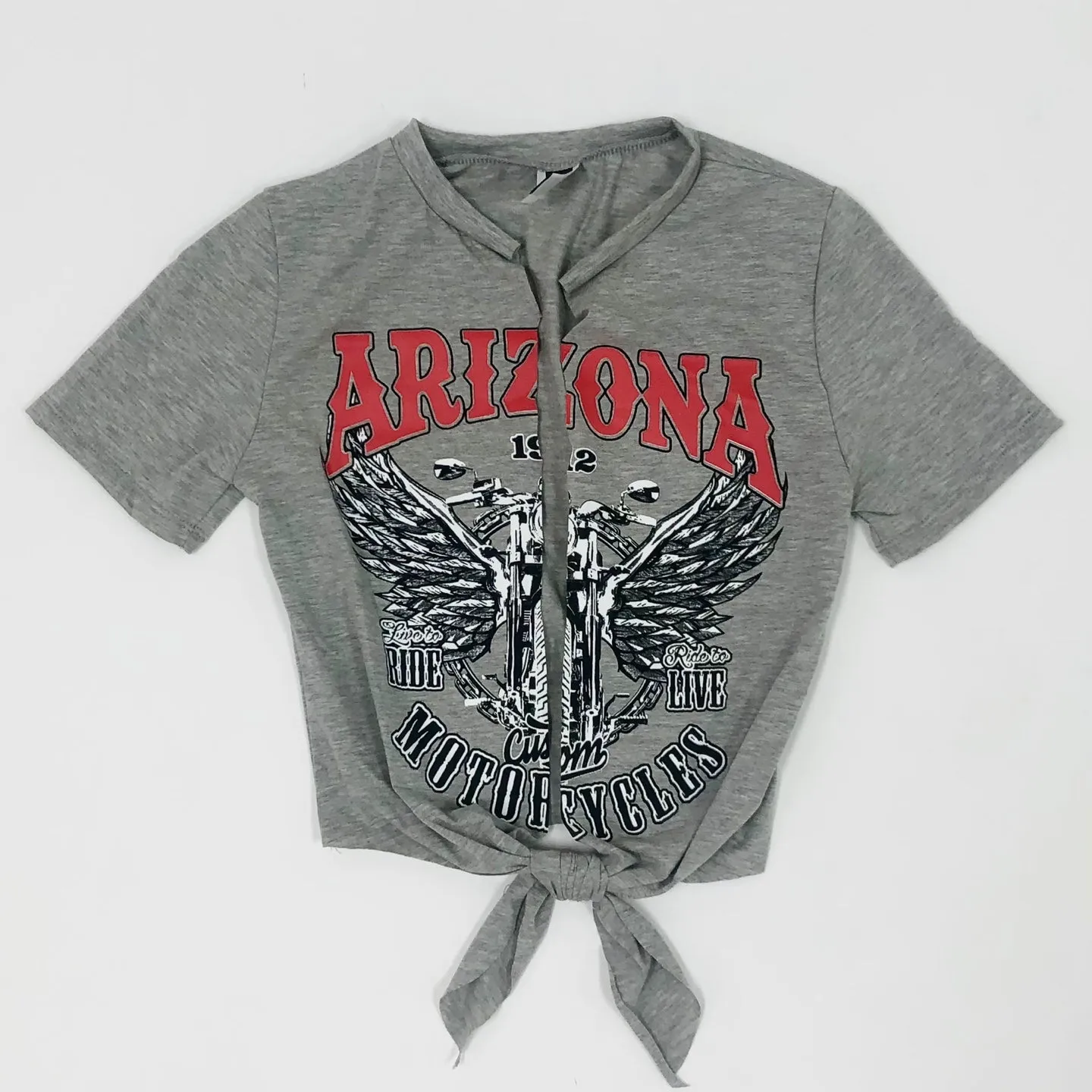 Women's Arizona Tie Front Graphic Crop Shirt