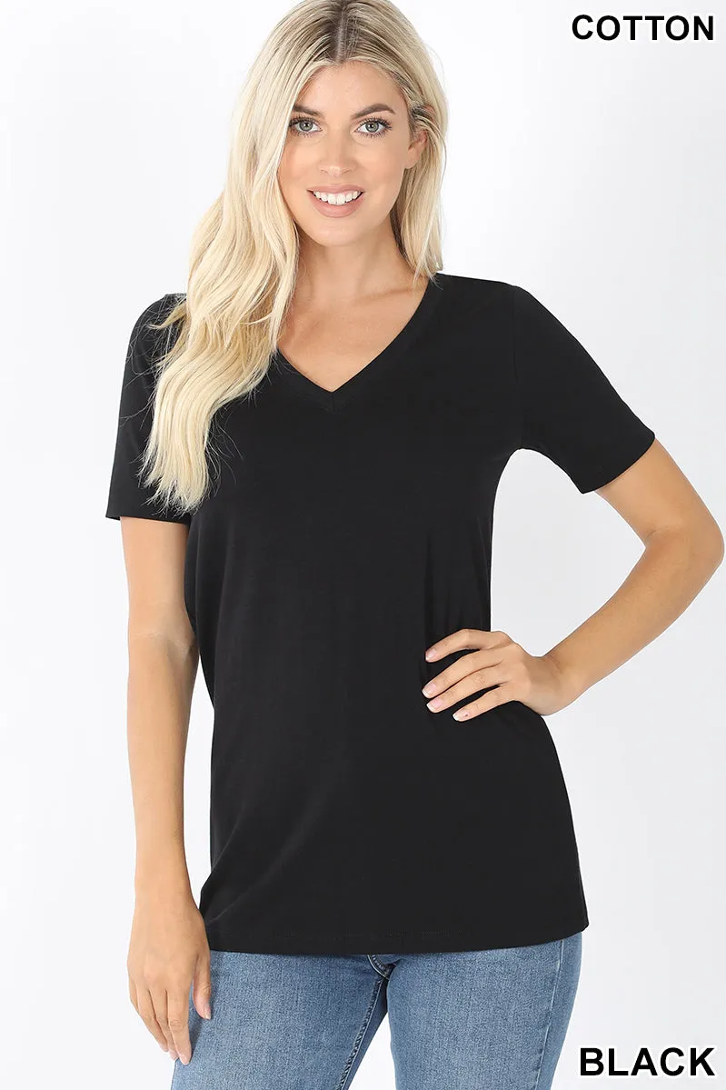 Women's Basic Solid V Neck Top