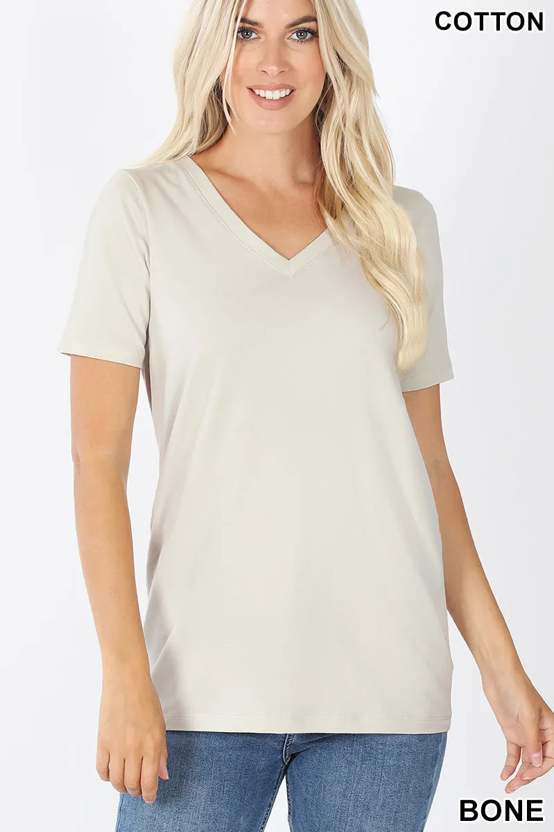 Women's Basic Solid V Neck Top