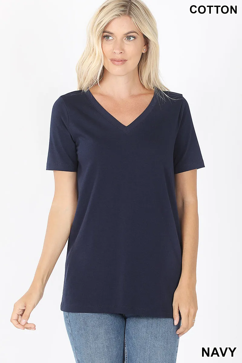 Women's Basic Solid V Neck Top