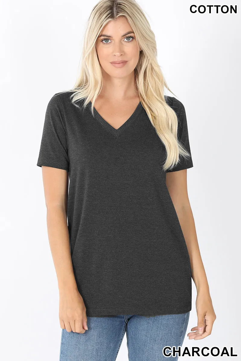 Women's Basic Solid V Neck Top