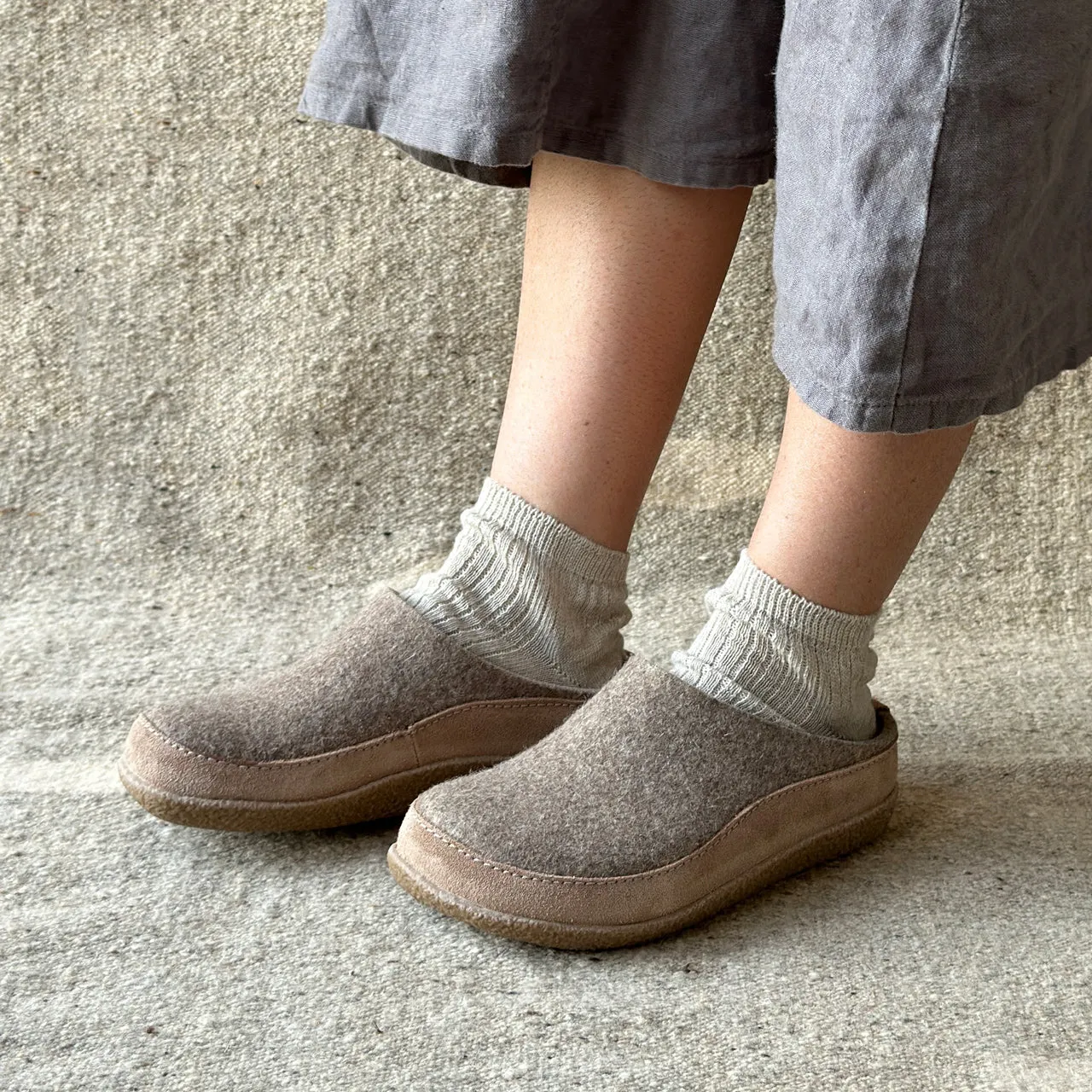 Wool Felt Slippers - Blizzard - Taupe (Adults 36-46)